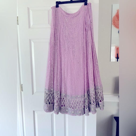 Light purple long top and skirt set - Picture 4 of 4